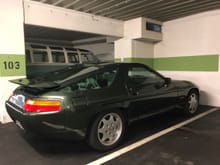 An appropriately green 928 S4 living in the Black Forest. 