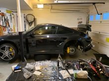 The process is underway, hope to pull out the turbos tomorrow. 