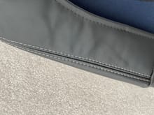 Close up of stitching and leather