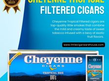 Cheyenne Tropical Filtered cigars are top-quality little smokes that combine the mild and creamy taste of sweet tobacco infused with a bevy of exotic fruit flavors. These excellent smokes from a great name are packed like cigarettes, making it very convenient to carry them in your pockets.