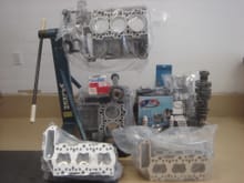 Some of the parts used, JE pistons & rings, heads by Costa Mesa R&D, balanced by RevCo