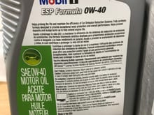 Mobil 1 0w-40 ESP Formula not approved