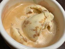 wife not home, so I cooked dibner. affogato