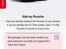 But this is what I got when I went to myporsche.com. App was not allowing me to sign on. On my previous 992.1 TYD was all but worthless. 