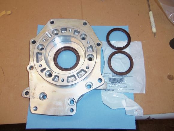 Separator plate with new radial seal installed for differential side, old seals to the side.