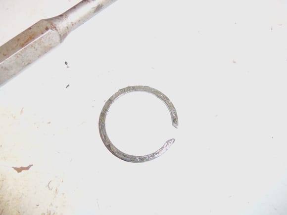 Old school snap ring. No ears that us whipper snappers are used to. This snap ring is on the bench, as opposed to the other one. Which is somewhere in low earth orbit.