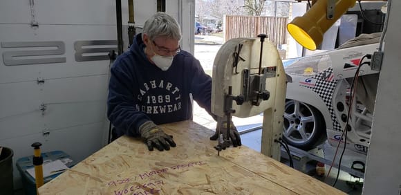 My friend Steve came to help me with cutting the large sheets and the aluminum – it’s hard for one guy to hold the big pieces and cut them accurately. Because of COVID-19 we both wore masks to protect the other guy. 