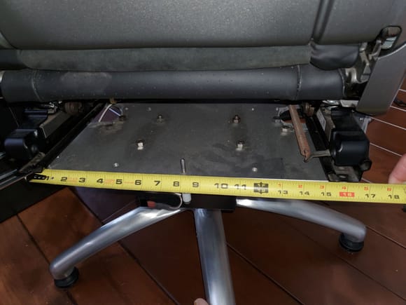 Mounting bolt center to center distance on the seat rails