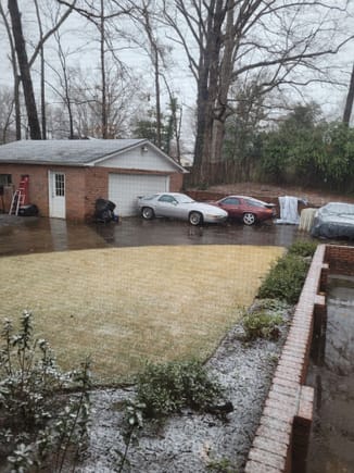 Snowing north of Atlanta.