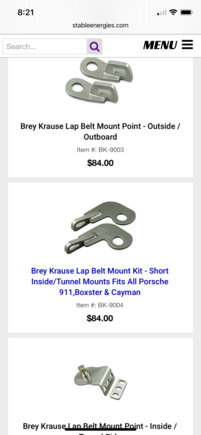 Brey Krause inboard and outboard lap belt mounts 