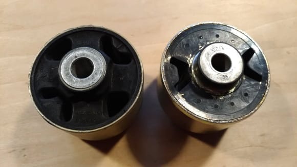 the one on the left must be the RS Bushing, the one on the right side it was sold as RS bushing as well...but they look very different 