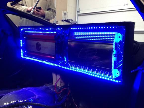 Big Blue LEDs!   With the cover off...