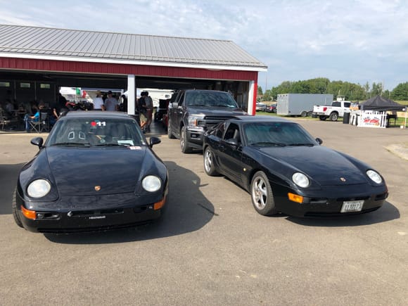 Black car on left from Washington State and made the nearly cross country trip to 944Fest to hit a few tracks on the way!  IIRC he had an awesome Black Cayenne tow rig with his Black 968 on the trailer behind
 