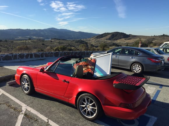 Cleaned out my office art work and made it a good excuse to go topless down 280.