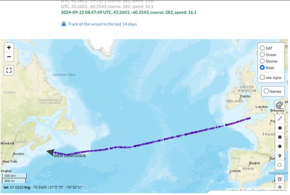 Looks like Siem Confucious is headed towards Halifax before Davisville.