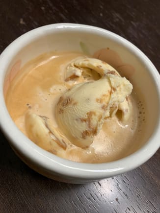 wife not home, so I cooked dibner. affogato