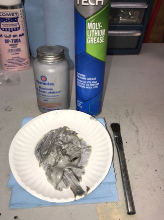 Paste mixed up for rear spring adjusters. Yes, I know it is Permatex antiseize and Wal-Mart grease. Get over it. Optimoly is expensive and not to be wasted. I felt this application would be well served by what I have.