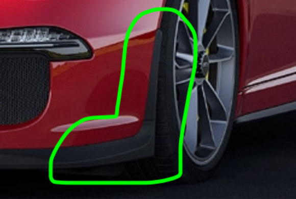 I provided this image to have him adjust the fender molding so that it protrudes off the fender in this fashion, slightly rounded at the top and some articulation in the design near the bottom. 
