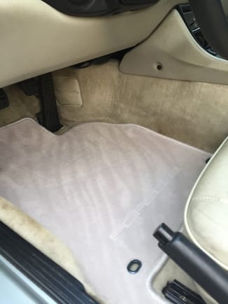 Light Grey mats in a linen car