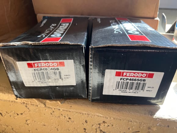 Brand new unopened Ferodo 3.12s, front and rear