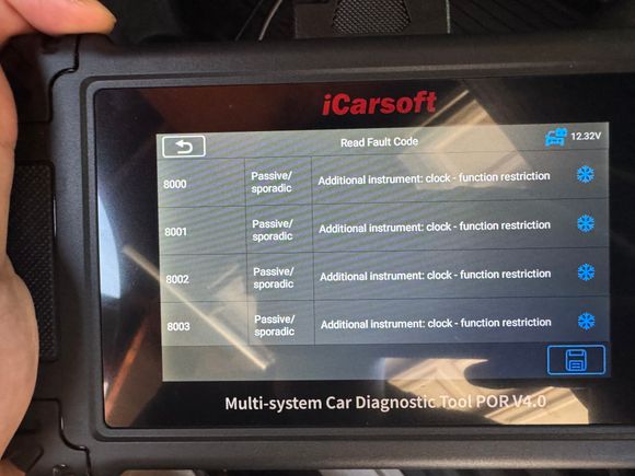 There are 18 fault codes from clock instrument, not sure what these are. And what’s causing it.