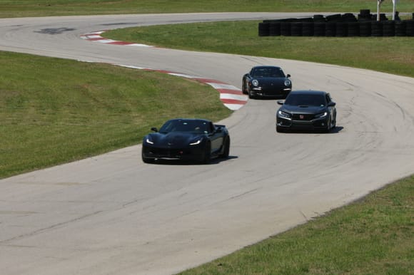Hunting down a Civic Type R and Corvette Grandsport. (passed them both through turn 10) Hallet
