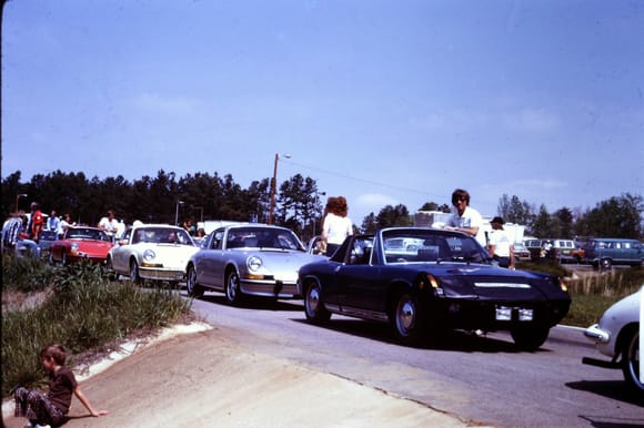Queuing up my 1973 1.7 for the Porsche parade lap at Road Atlanta in 1974 