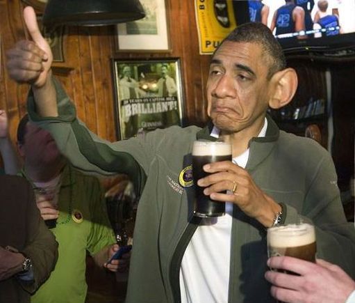 obama drinking a beer