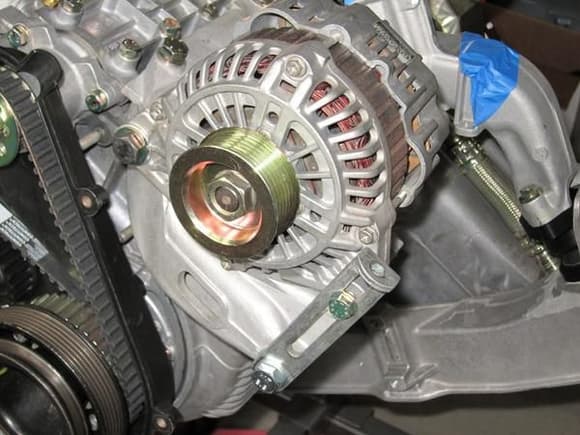 Quest alternator with Volvo mounting bracket.