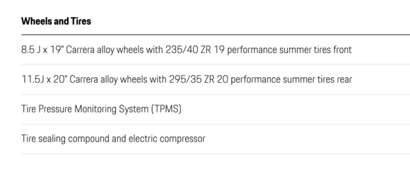 992 C4 19/20 summer wheel/tire sizes