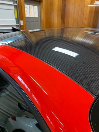 PPF on the Weissach carbon roof.  No visible seems or edges