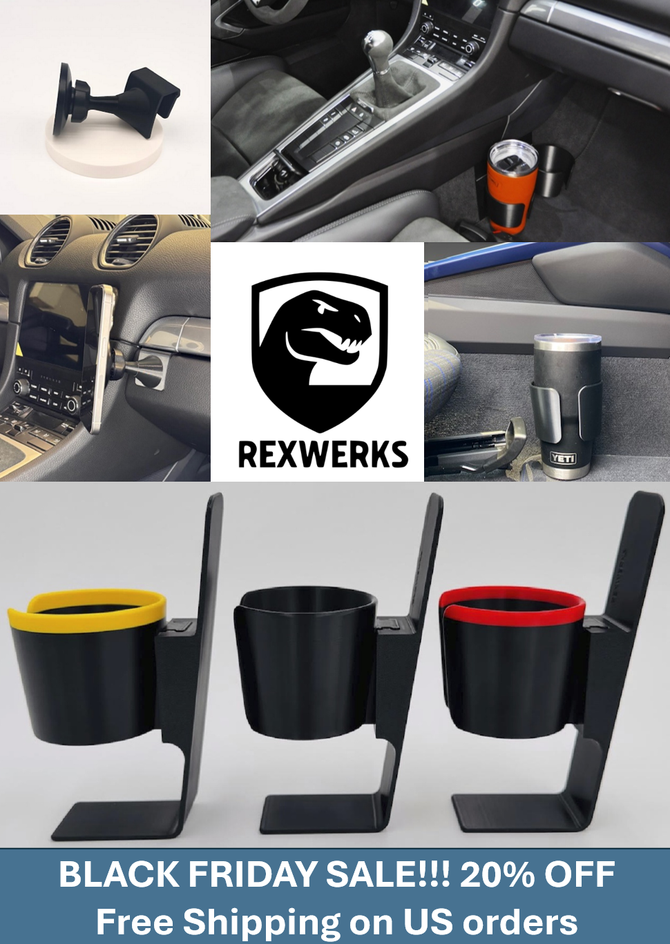 Accessories - New RexWerks cupholders for 911s 997, 991, 992, and Cayman/Boxsters 987, 981, 718 - New - All Years  All Models - All Years  All Models - All Years  All Models - All Years  All Models - All Years  All Models - Richardson, TX 75080, United States