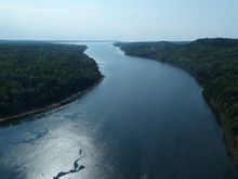 View from the top of the Penobscot River bridge tower.