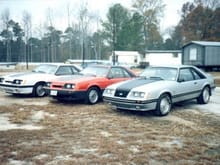 1987, My Silver 84 GT with my buddies 86 GTs