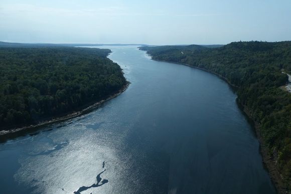 View from the top of the Penobscot River bridge tower.