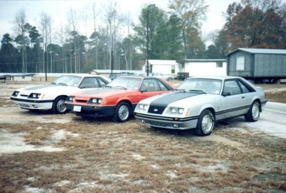 1987, My Silver 84 GT with my buddies 86 GTs
