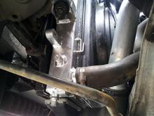 Mounting bolt shot for new radiator.