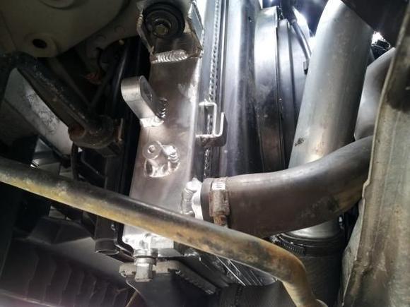 Mounting bolt shot for new radiator.