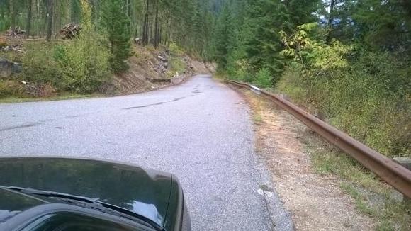 Downhill using engine braking/stab braking. Damn good transmission, definitely has that straight-cut whine.