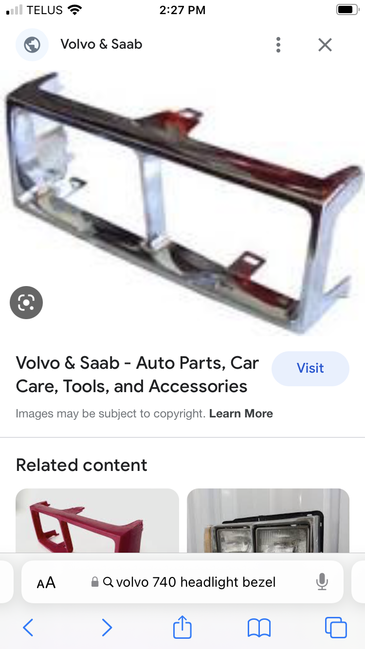 Lights - headlight bezel - Used - 1983 to 1989 Volvo 740 - Scarborough, ON M1C4Y1, Canada