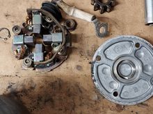 brushes, end cap and one of the 4 gears