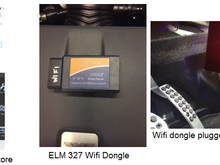 1:The iphone App Store page, 2: ELM327 wifi device. 3:Hooked up to an AMv8.