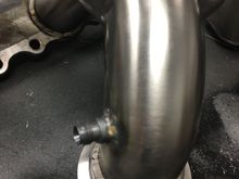 Bungs for ehxaust pressure sensors were added to the headers. This let's you know when you're out of turbine housing/exhaust. I would like to add them post turbo to the exhaust at some point too but I think I'm running low on inputs on the Syvecs.