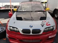 Front end of E46 M3 racecar.