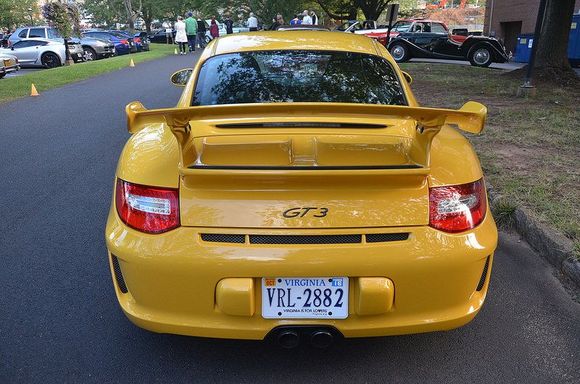 Sweet Yellow Porsche GT3 at Katie's Coffee House in Virginia.