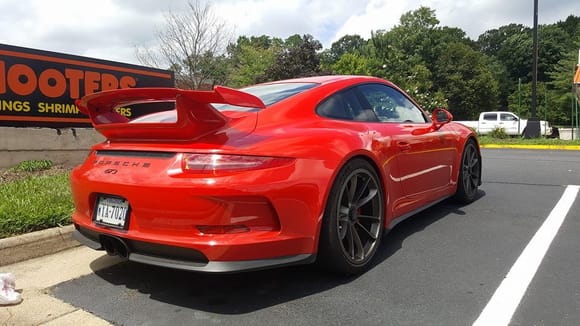 Red Porsche 991 GT3 spotted in Virginia by Kevin Sugameli.