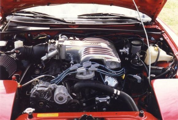 Studded/Rollerized/ 5.0/HO, Shorty Headers, 2" exhaust with "X Pipe" and Flowmaster mufflers. Ford T5 transmission, 87 7.5 T-Bird Super Coup Rear end. Basicly an A/C Cobra in a sheeps clothing.