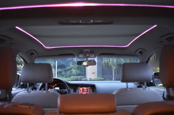 Non invasive - snaps right between the sunroof support and the healiner - no glue or cutting