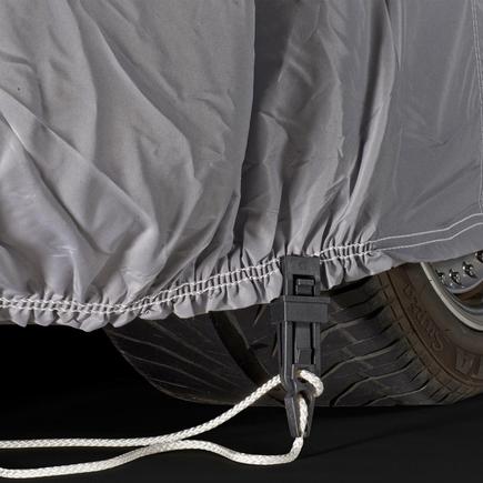 Gust Guard clips fasten to the bottom of the car cover on each side of car, thus keeping the cover in place under windy conditions.