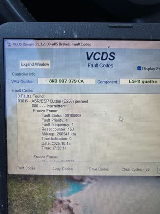 Literally yesterday me and my buddy replaced my front bumper/grill and diverter valve on my turbo, we only took off the tires to be able to reach screws to remove bumper, didn’t touch brakes or anything around there. Then when I go to start it, my esp is turned off and my tpms light just stays on, added air, I can turn it off for a second, then comes back on. This is what my vcds says, what can I do? 